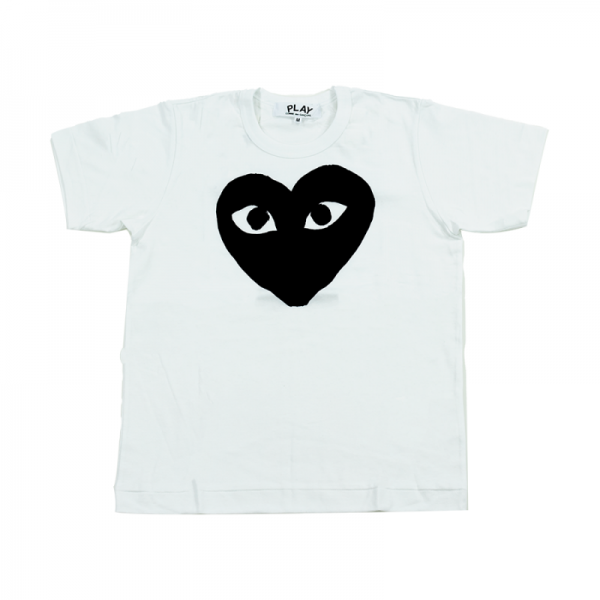 뮤직브로샵,꼼데가르송 블랙 하트 여성 반팔 티셔츠 P1T069 WHITE